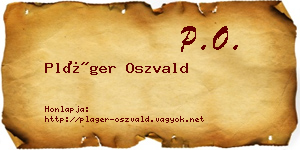Pláger Oszvald névjegykártya
